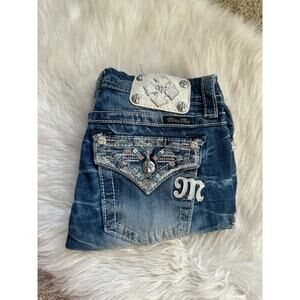 Y2K Miss Me Cropped Embellished Embroidered Denim Jeans